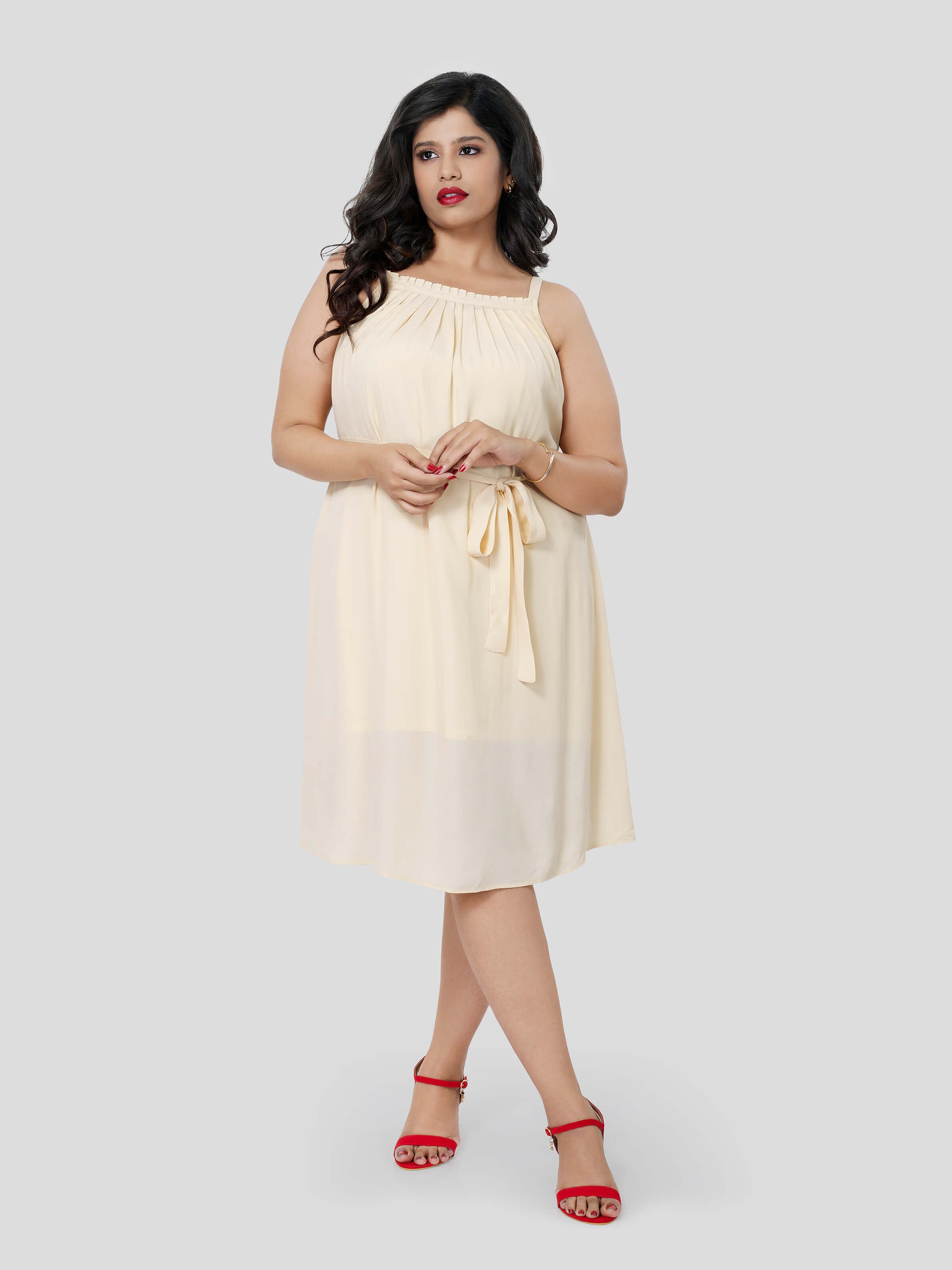 Soft Aggression look in Frill Front Dress - Zest Mélange  Soft Aggression look in Frill Front Dress - Zest Mélange