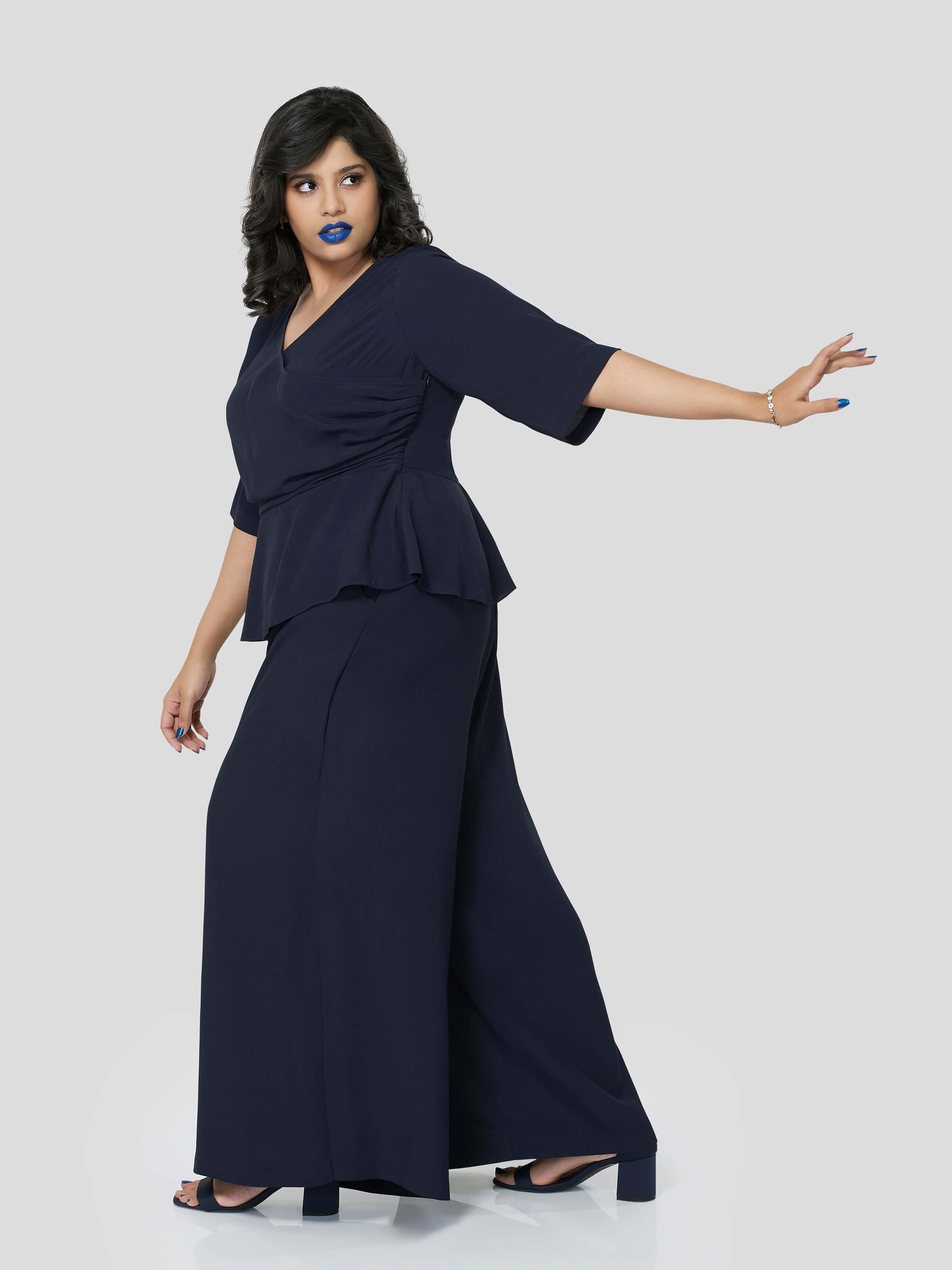 Mid Night Lush Wrap Around Top with Flared Pants - Zest Mélange  Mid Night Lush Wrap Around Top with Flared Pants - Zest Mélange