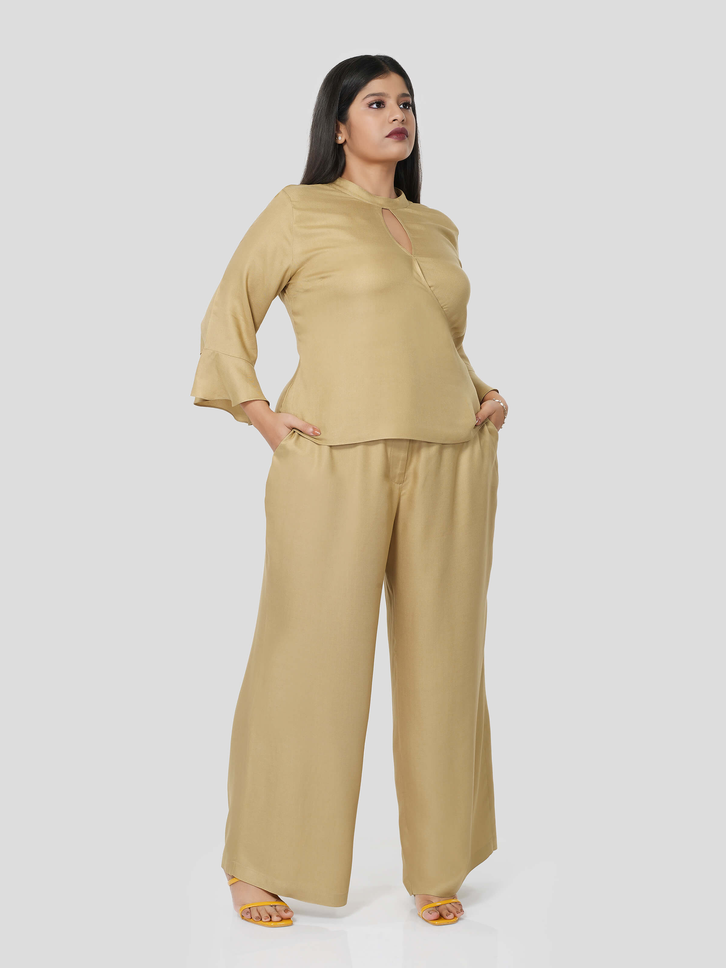 Ravishing Wrap Around Top with Flared Pants - Zest Mélange  Ravishing Wrap Around Top with Flared Pants - Zest Mélange
