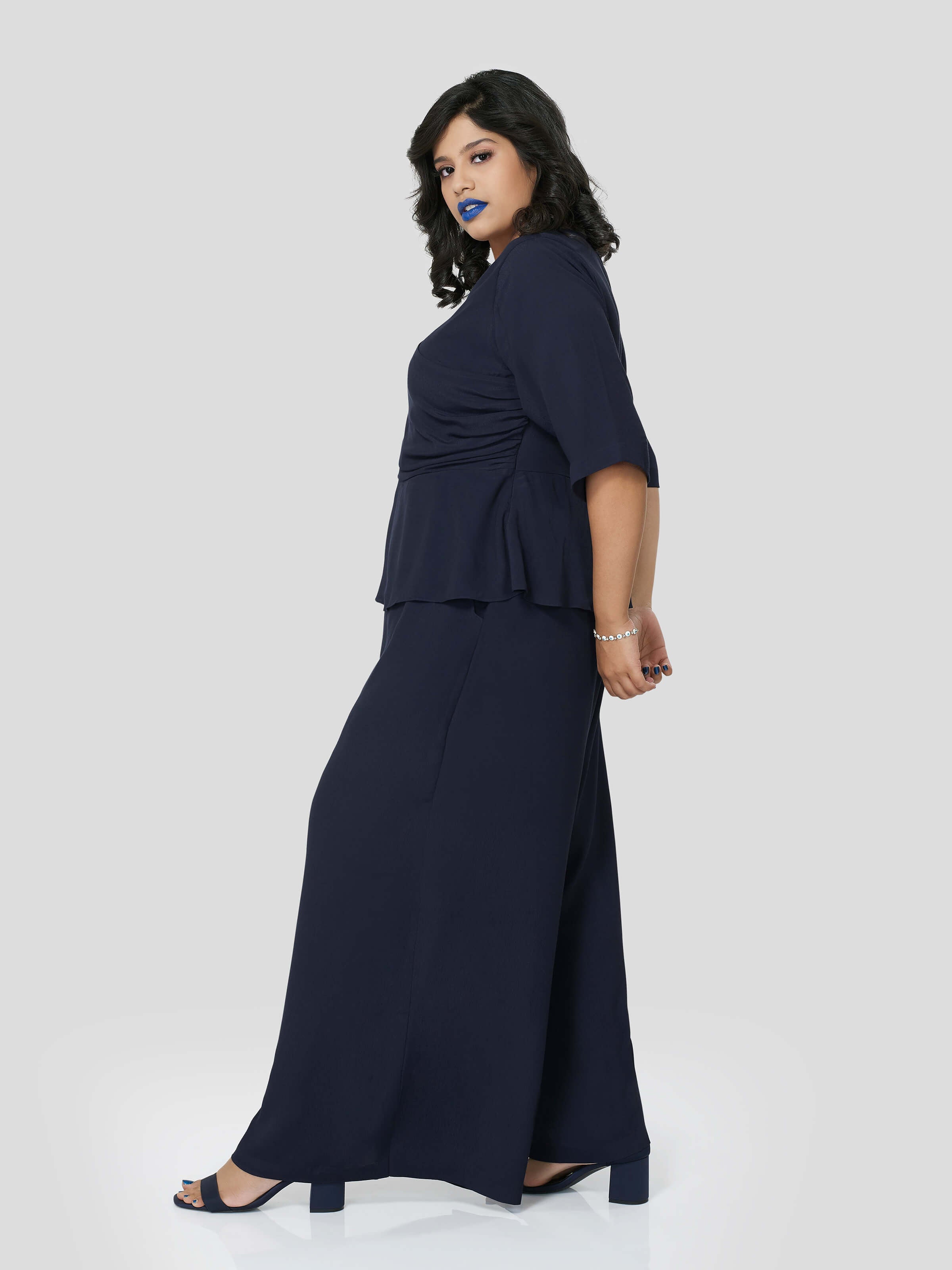 Mid Night Lush Wrap Around Top with Flared Pants - Zest Mélange  Mid Night Lush Wrap Around Top with Flared Pants - Zest Mélange