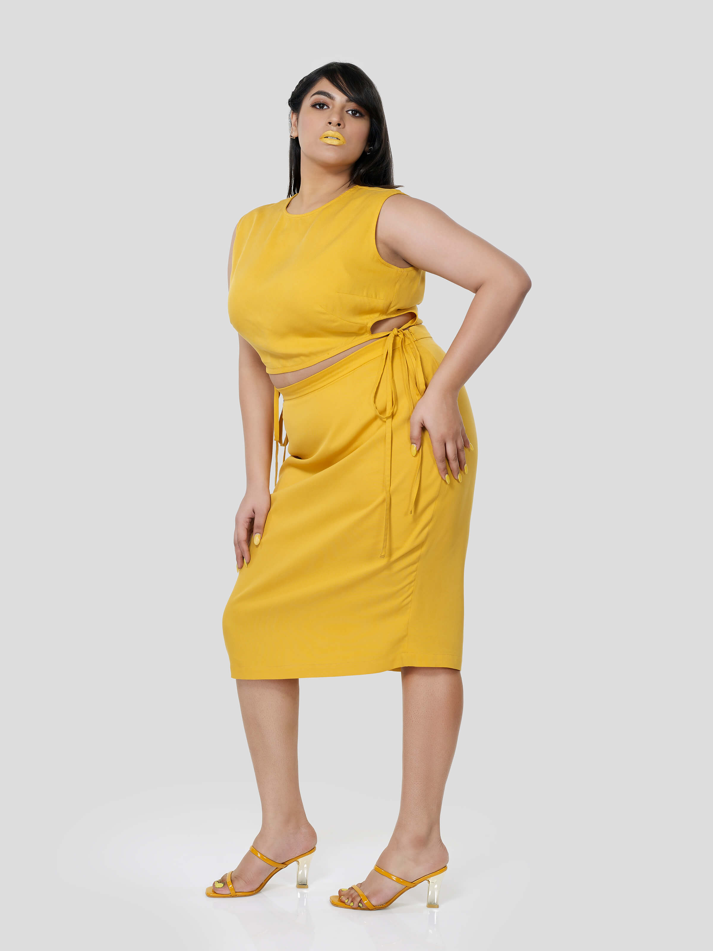 Perpetual Shine of Cavity Top & Straight Skirt - Zest Mélange  Perpetual Shine of Cavity Top & Straight Skirt - Zest Mélange