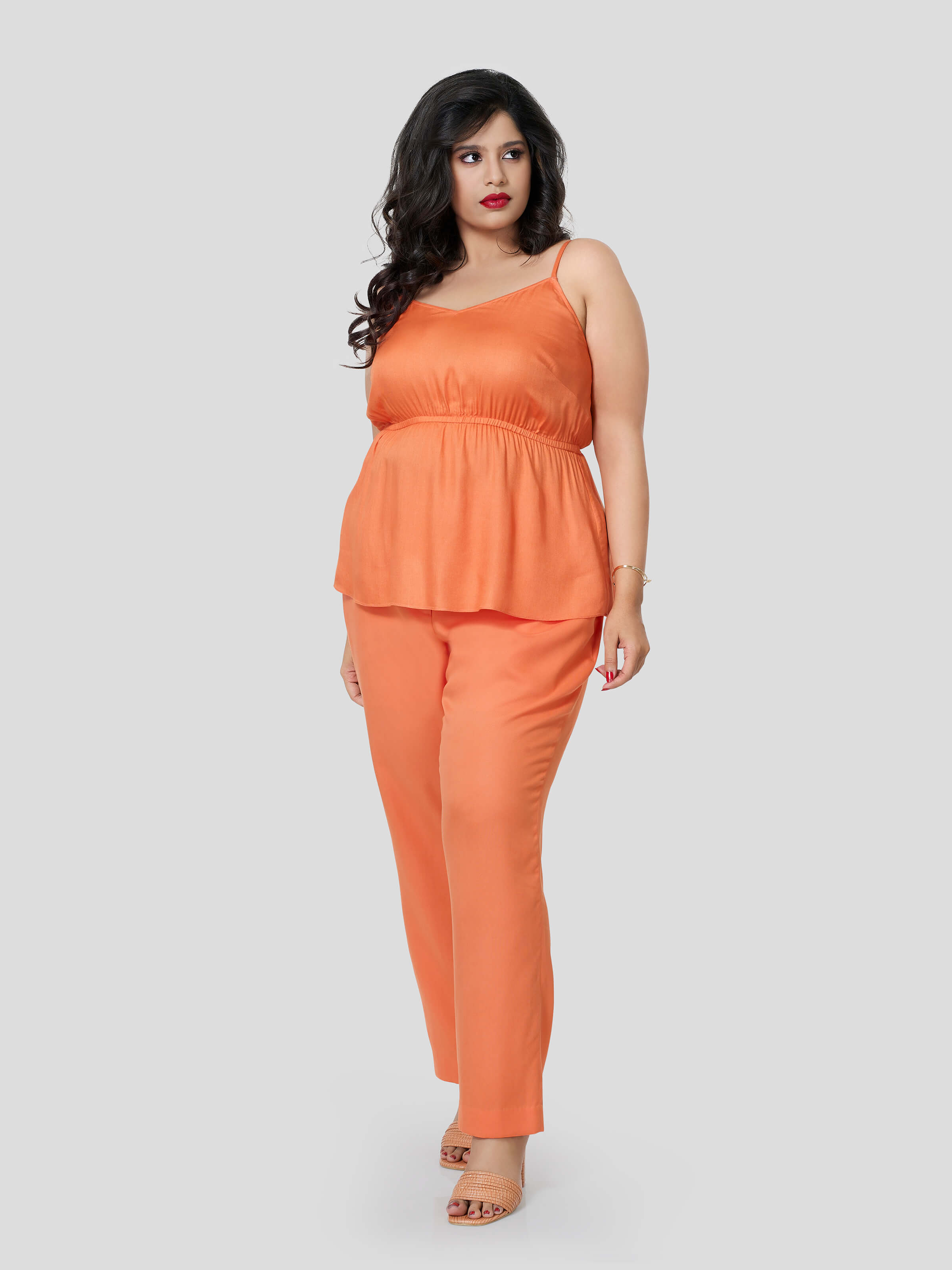 Gorgeluscious Strappy Top with Narrow Pants - Zest Mélange  Gorgeluscious Strappy Top with Narrow Pants - Zest Mélange