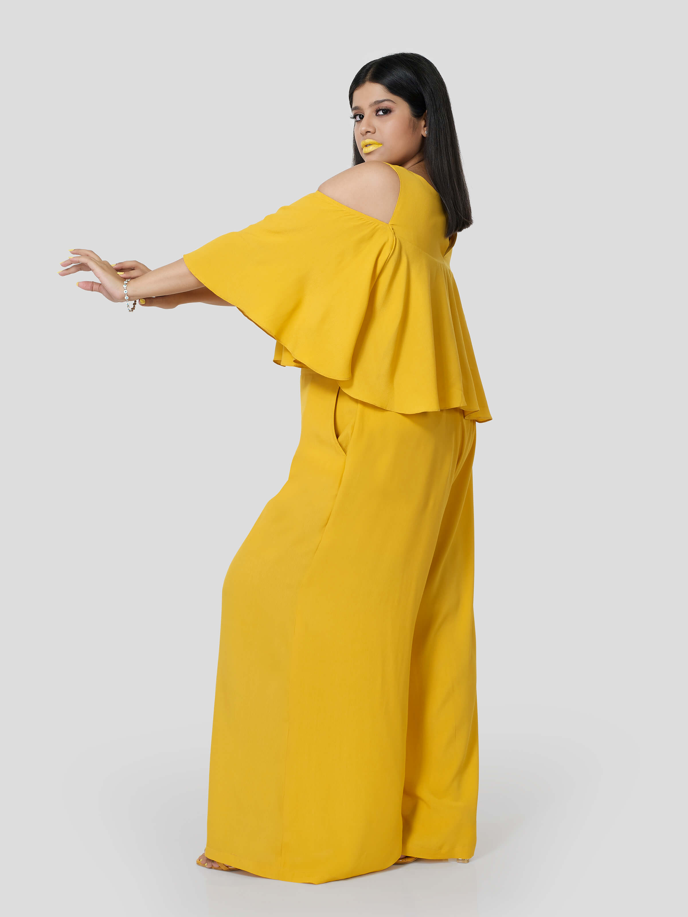 Statuesque Off Shoulder Flared Top with Flared Pants - Zest Mélange  Statuesque Off Shoulder Flared Top with Flared Pants - Zest Mélange