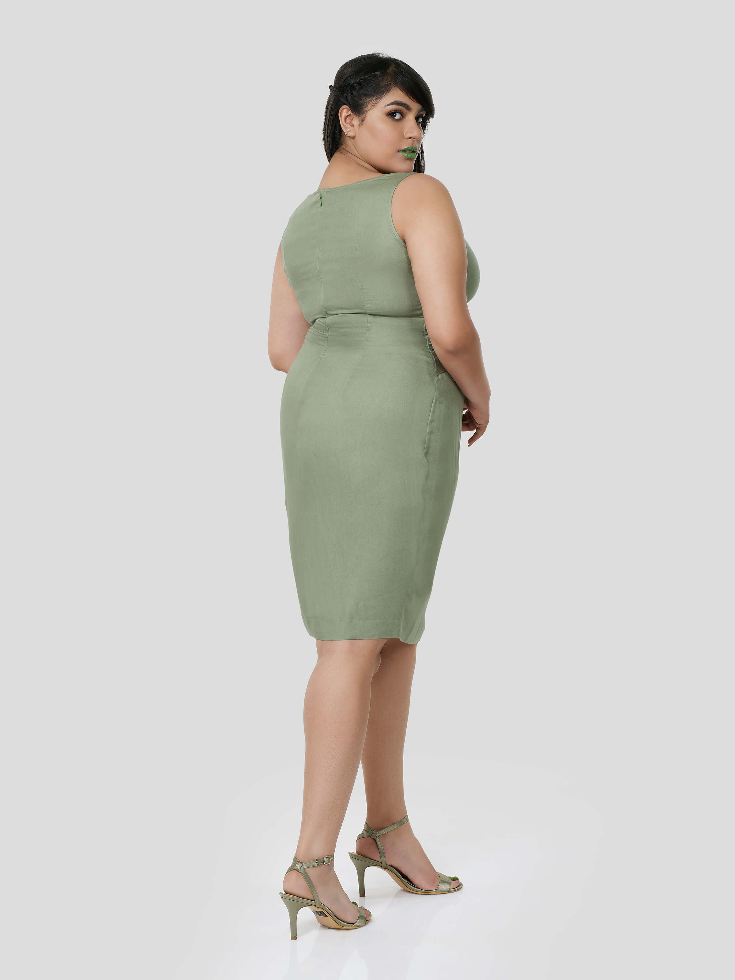 Dashing Dew of Gathered Belt Dress - Zest Mélange  Dashing Dew of Gathered Belt Dress - Zest Mélange