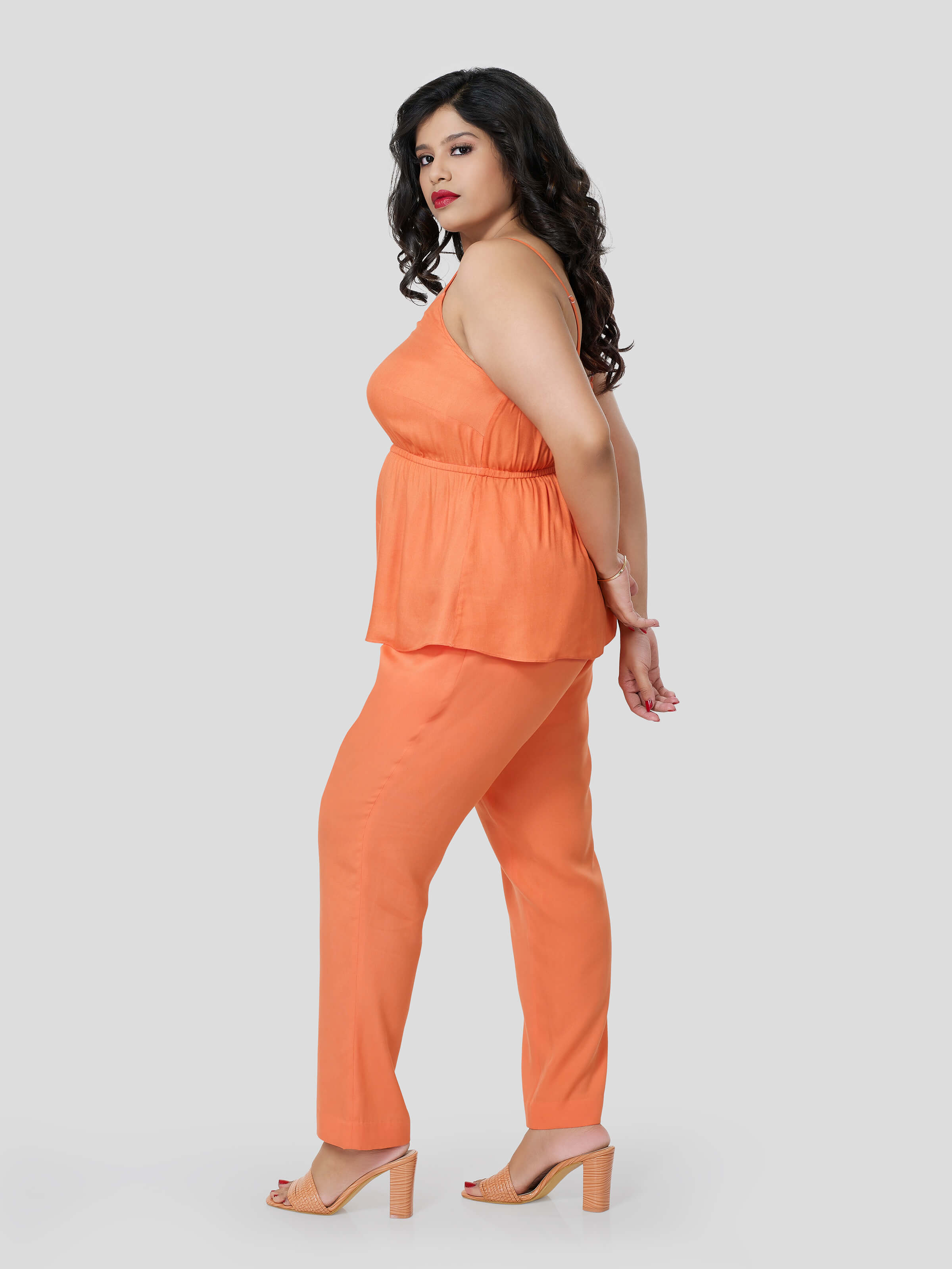 Gorgeluscious Strappy Top with Narrow Pants - Zest Mélange  Gorgeluscious Strappy Top with Narrow Pants - Zest Mélange