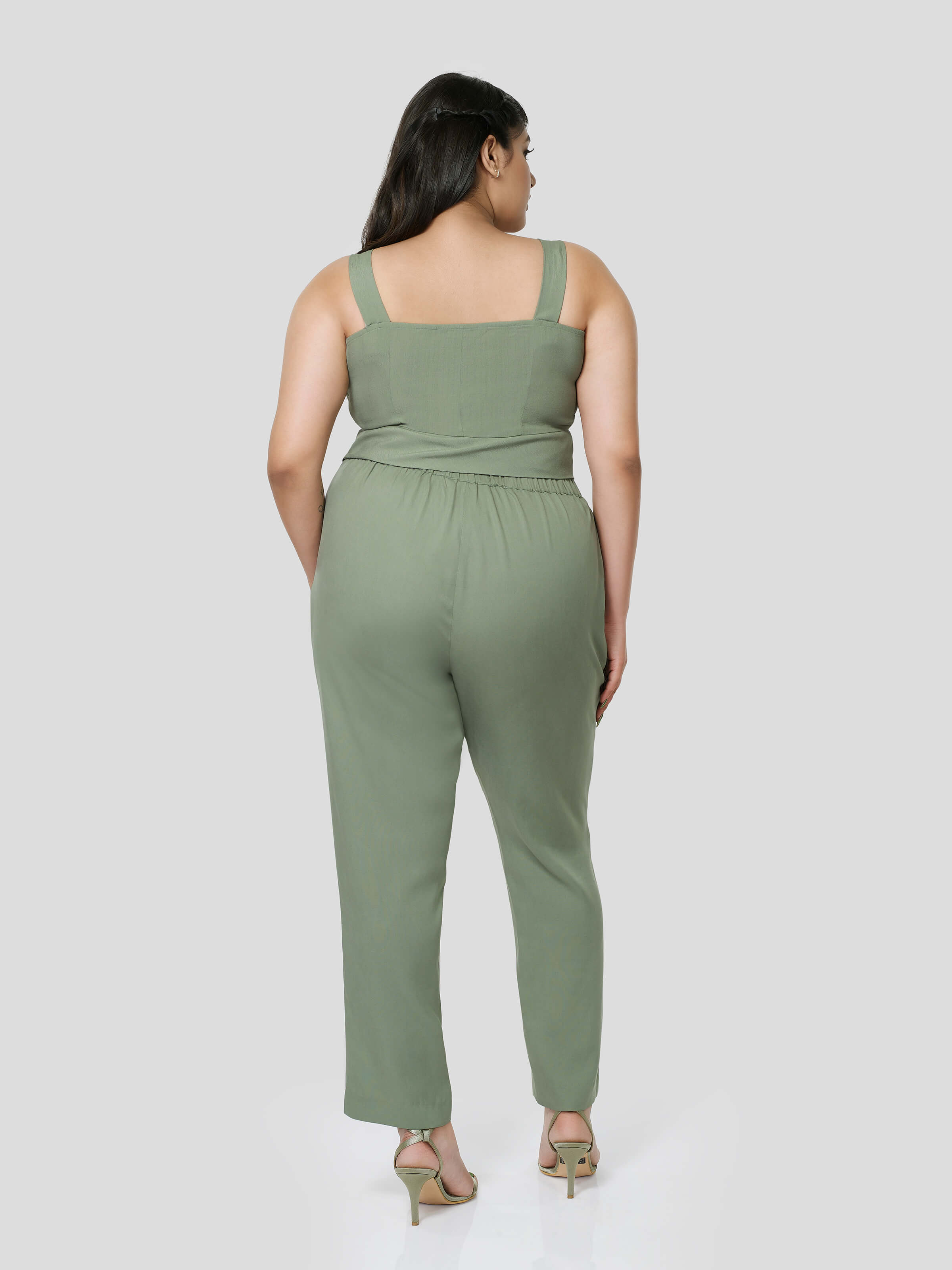 Green Crop Top with Narrow Pants - Zest Mélange  Green Crop Top with Narrow Pants - Zest Mélange