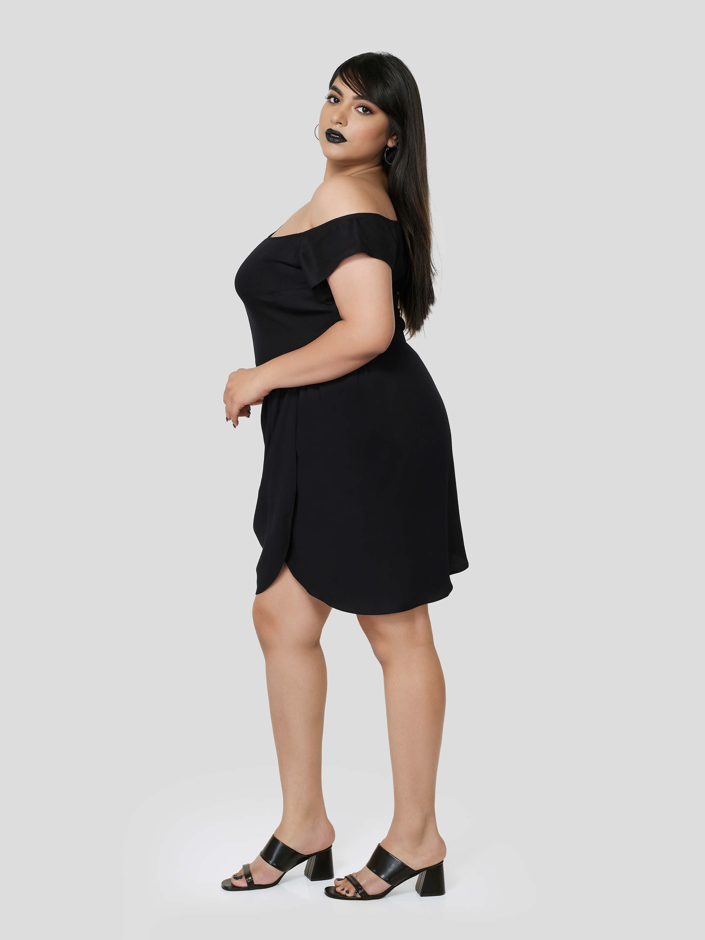 Dark Illusion Off the Shoulder Dress - Zest Mélange  Dark Illusion Off the Shoulder Dress - Zest Mélange