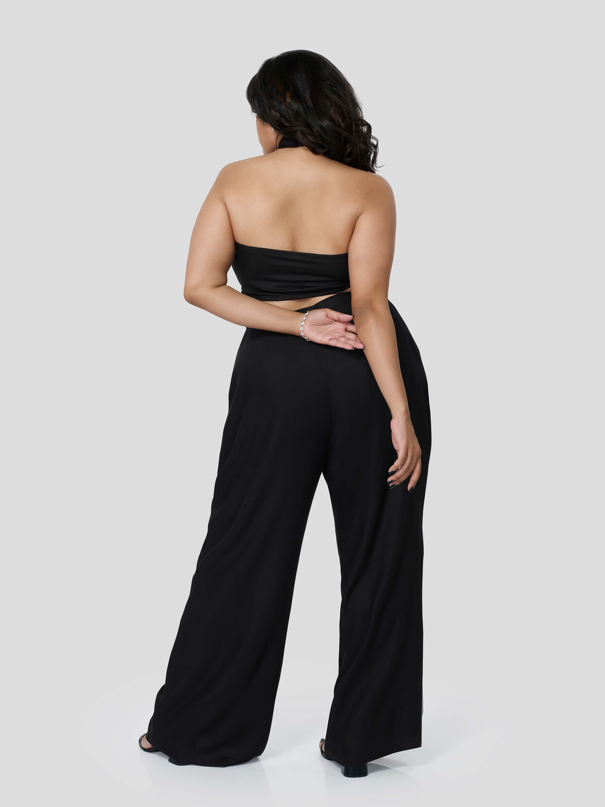 Black Halter Neck Top  with Straight Pants - Zest Mélange  Black Halter Neck Top  with Straight Pants - Zest Mélange