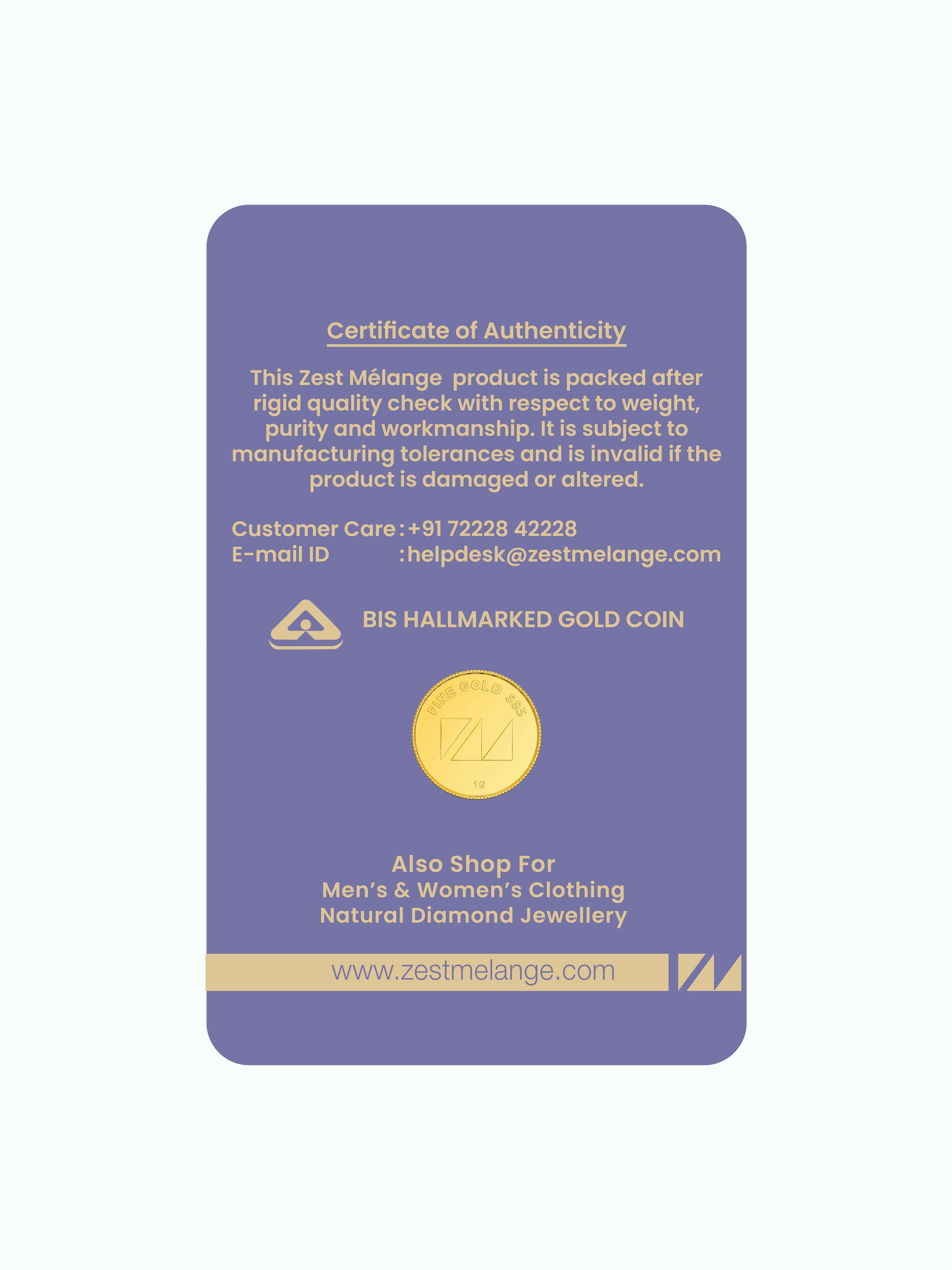 1 Gram 995 Purity Goddess Laxmi Gold Coin - Zest Mélange  1 Gram 995 Purity Goddess Laxmi Gold Coin - Zest Mélange