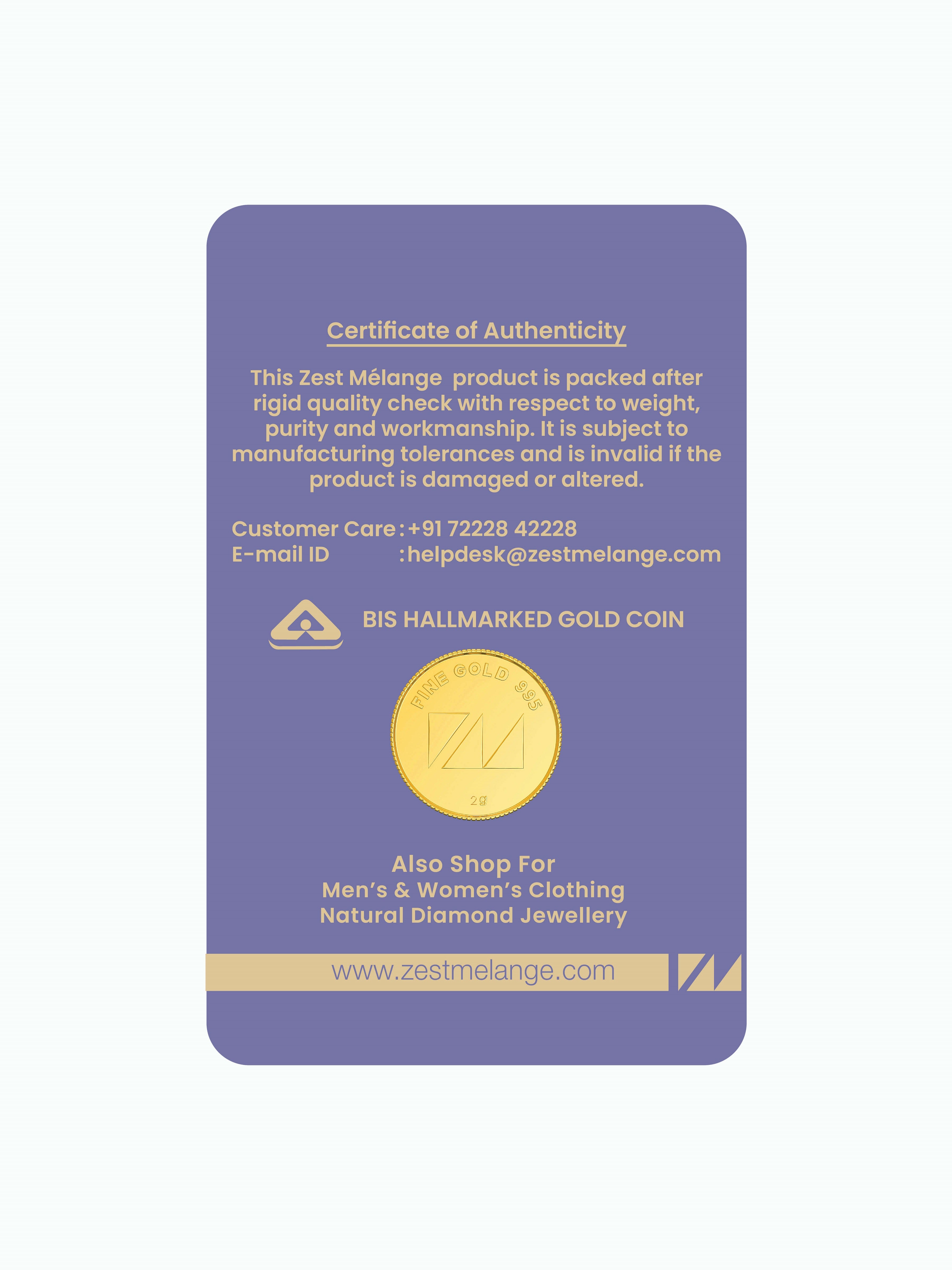 2 Gram 995 Purity Goddess Laxmi Gold Coin - Zest Mélange  2 Gram 995 Purity Goddess Laxmi Gold Coin - Zest Mélange