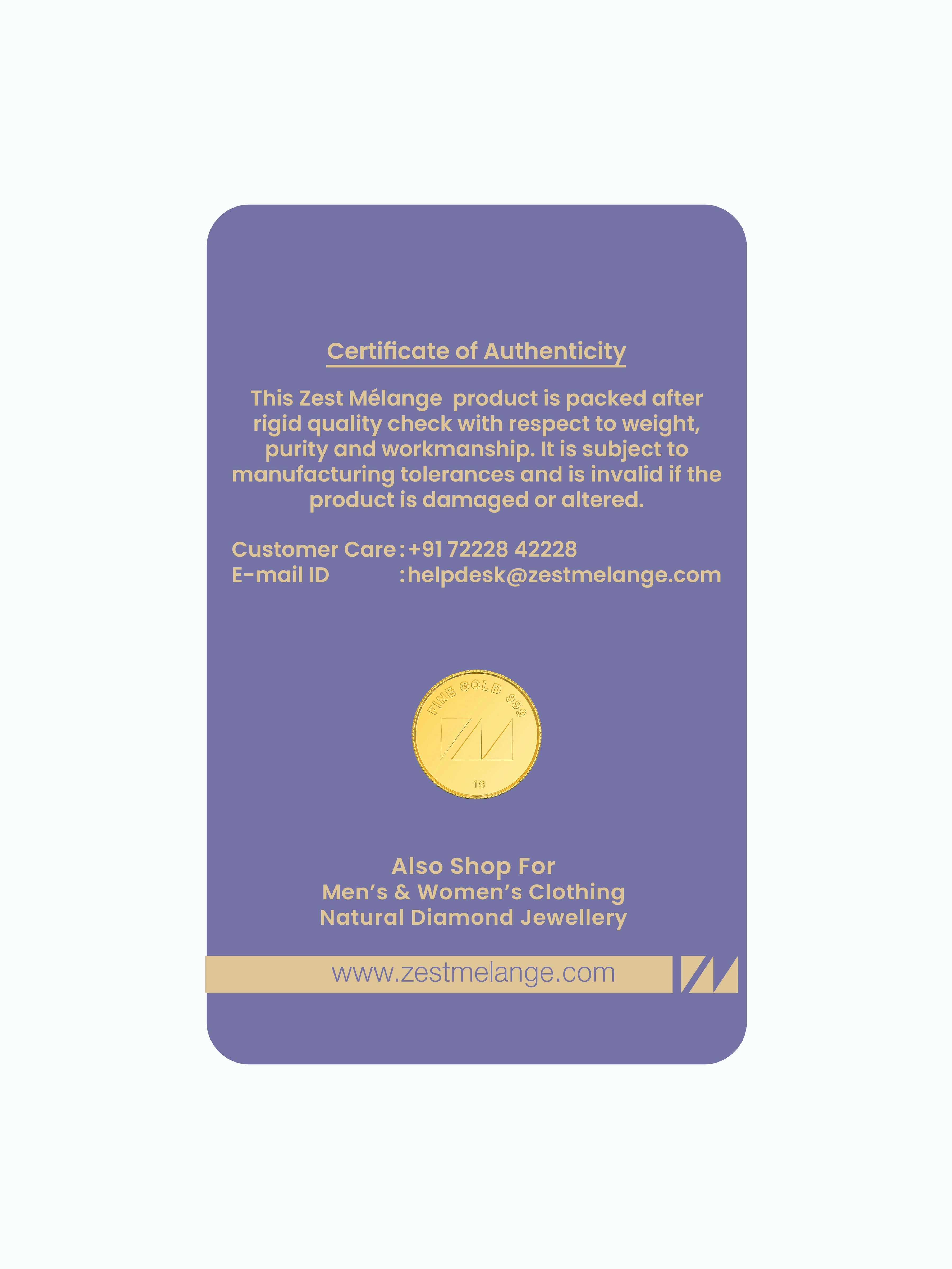 1 Gram 999 Purity Goddess Laxmi Gold Coin - Zest Mélange  1 Gram 999 Purity Goddess Laxmi Gold Coin - Zest Mélange