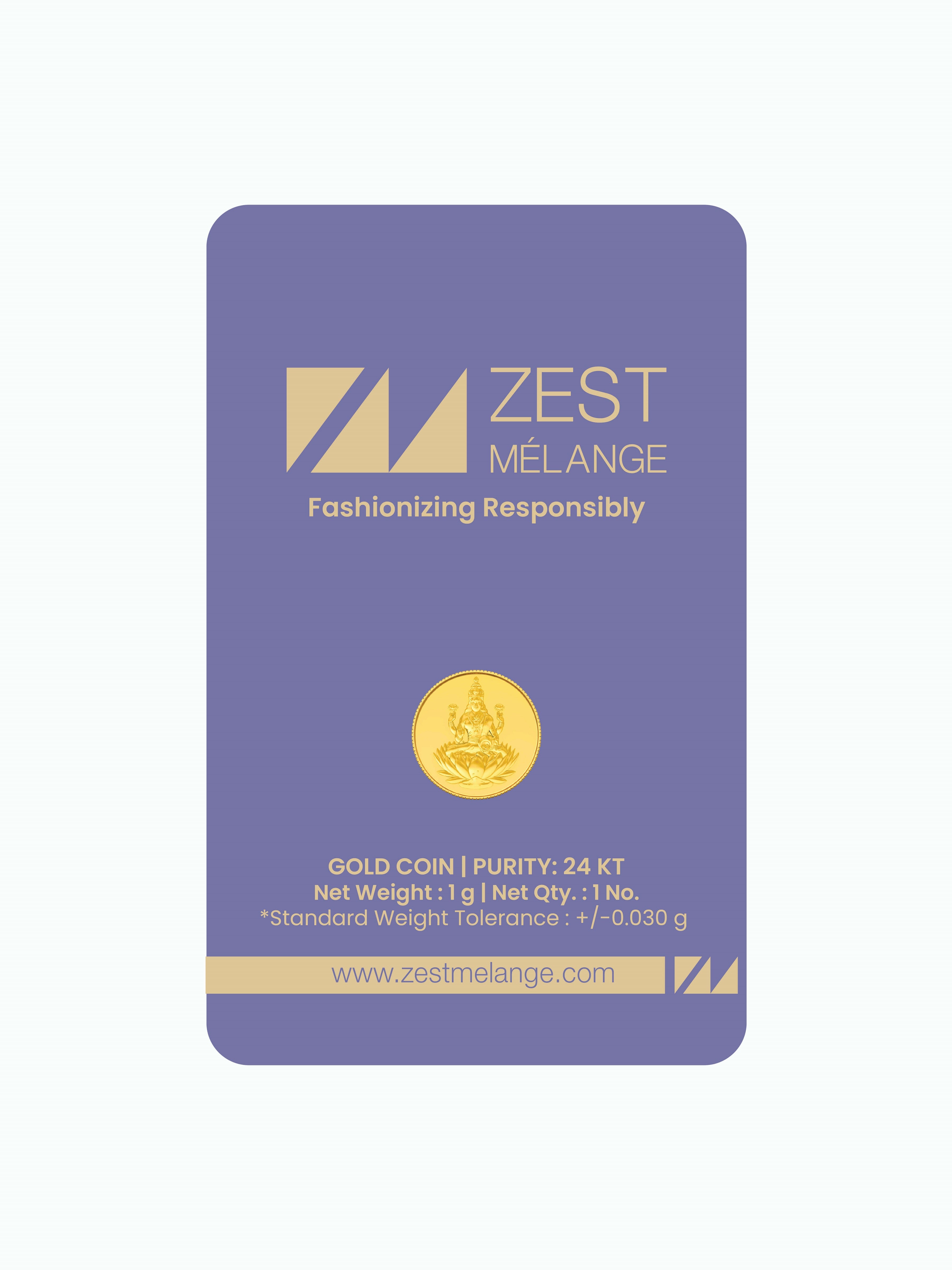 1 Gram 999 Purity Goddess Laxmi Gold Coin - Zest Mélange  1 Gram 999 Purity Goddess Laxmi Gold Coin - Zest Mélange