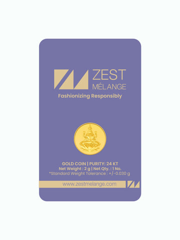 2 Gram 999 Purity Goddess Laxmi Gold Coin - Zest Mélange  2 Gram 999 Purity Goddess Laxmi Gold Coin - Zest Mélange