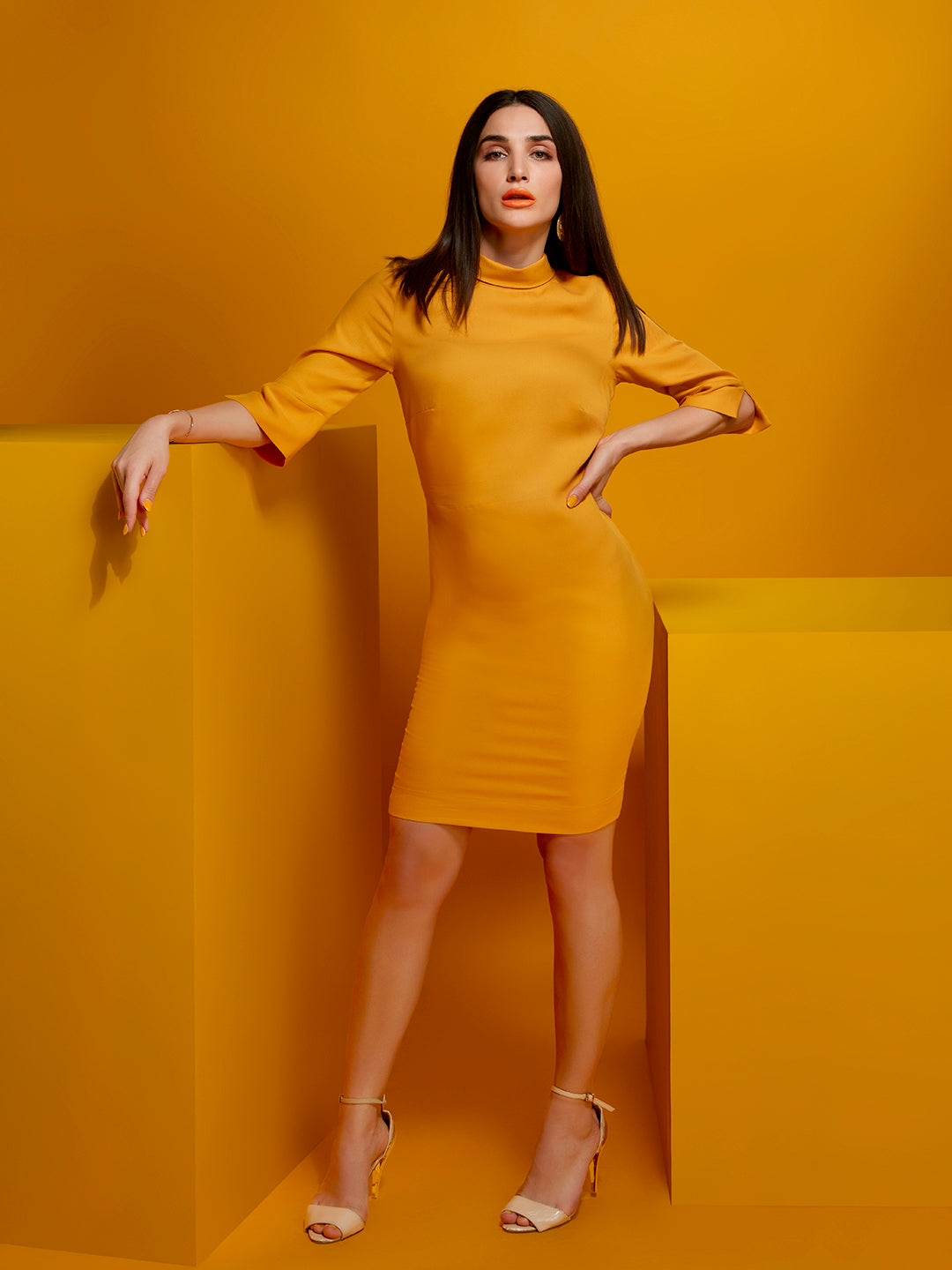 Rolled Collar Sunny Dress - Zest Mélange  Rolled Collar Sunny Dress - Zest Mélange