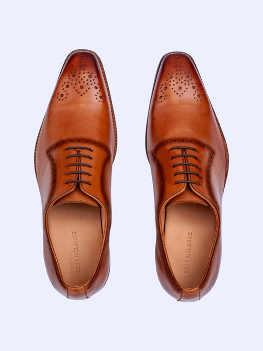 Oxford Lace Up Shoes With Brogues - Zest Mélange