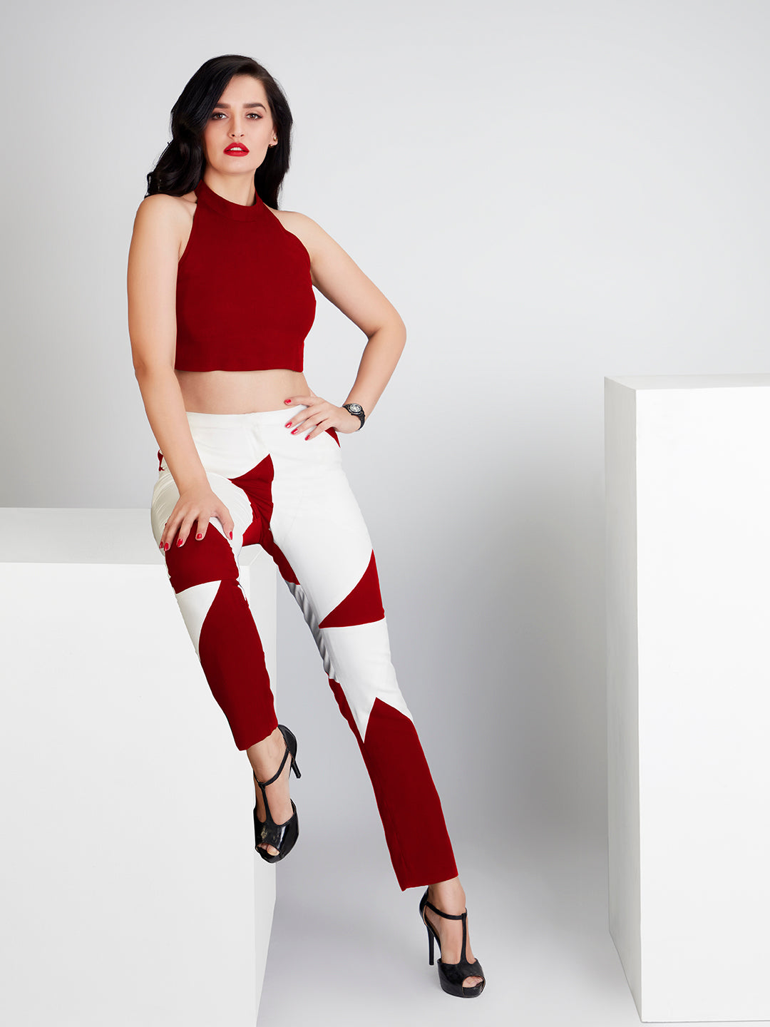 Intricate Crimson Co-ords - Zest Mélange  Intricate Crimson Co-ords - Zest Mélange