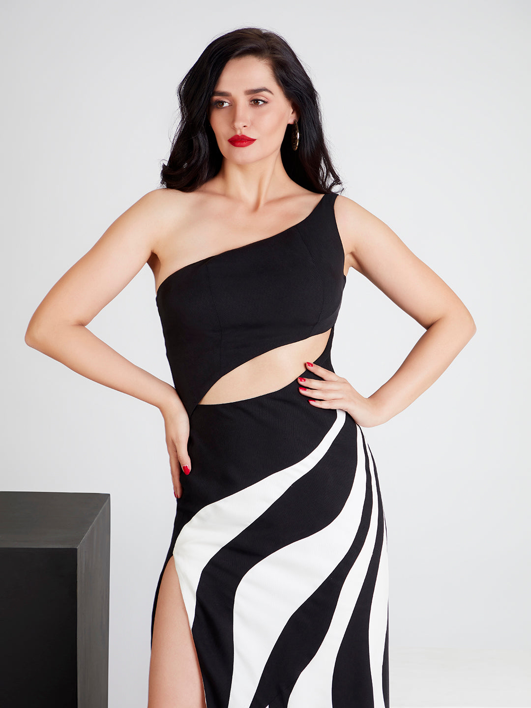 Ethereal Charm One Shoulder Dress - Zest Mélange  Ethereal Charm One Shoulder Dress - Zest Mélange