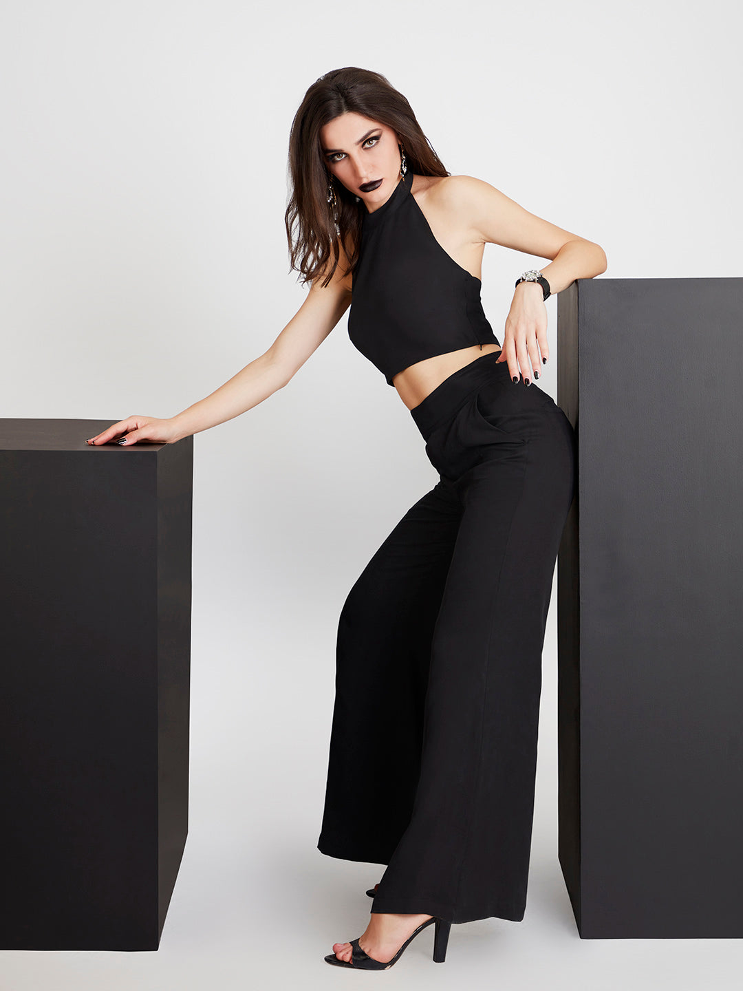 Suave Wide Waist Band Flared Pants - Zest Mélange  Suave Wide Waist Band Flared Pants - Zest Mélange
