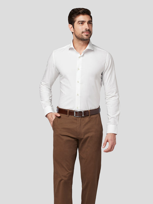 White Shirt with Blue Contrast Detail