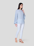 Stand Collar Shirt with Flared Sleeve