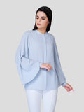 Stand Collar Shirt with Flared Sleeve