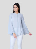 Stand Collar Shirt with Flared Sleeve