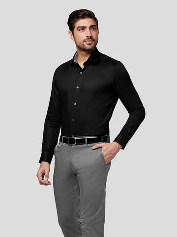 Black Spread Collar Shirt