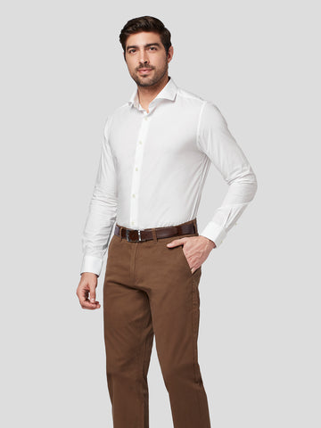White Shirt with Blue Contrast Detail