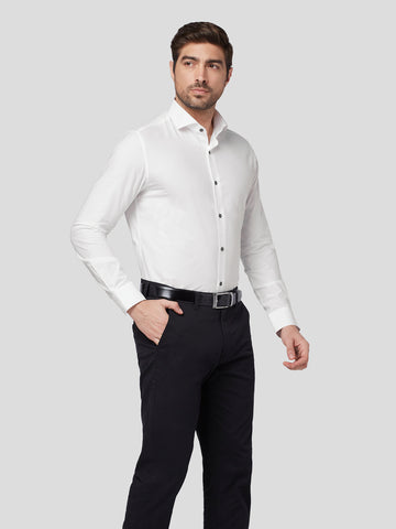 White Shirt with Contrast Button Detail