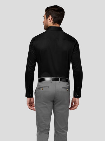 Black Spread Collar Shirt