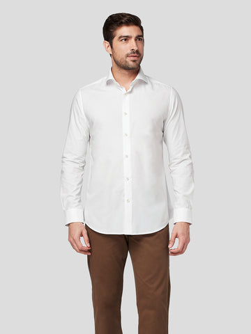 White Shirt with Blue Contrast Detail