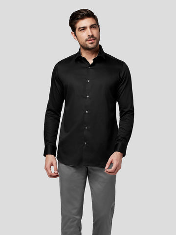 Black Spread Collar Shirt