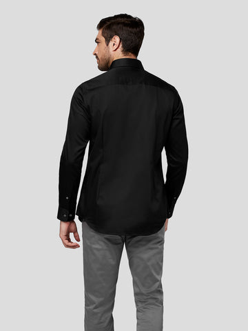 Black Spread Collar Shirt