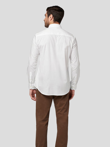 White Shirt with Blue Contrast Detail