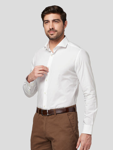 White Shirt with Blue Contrast Detail