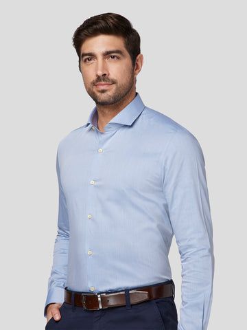 Blue Cutaway Collar Shirt
