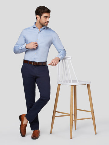 Blue Cutaway Collar Shirt