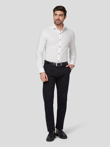 White Shirt with Contrast Button Detail