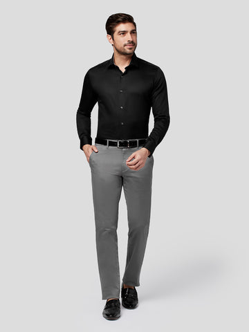 Black Spread Collar Shirt