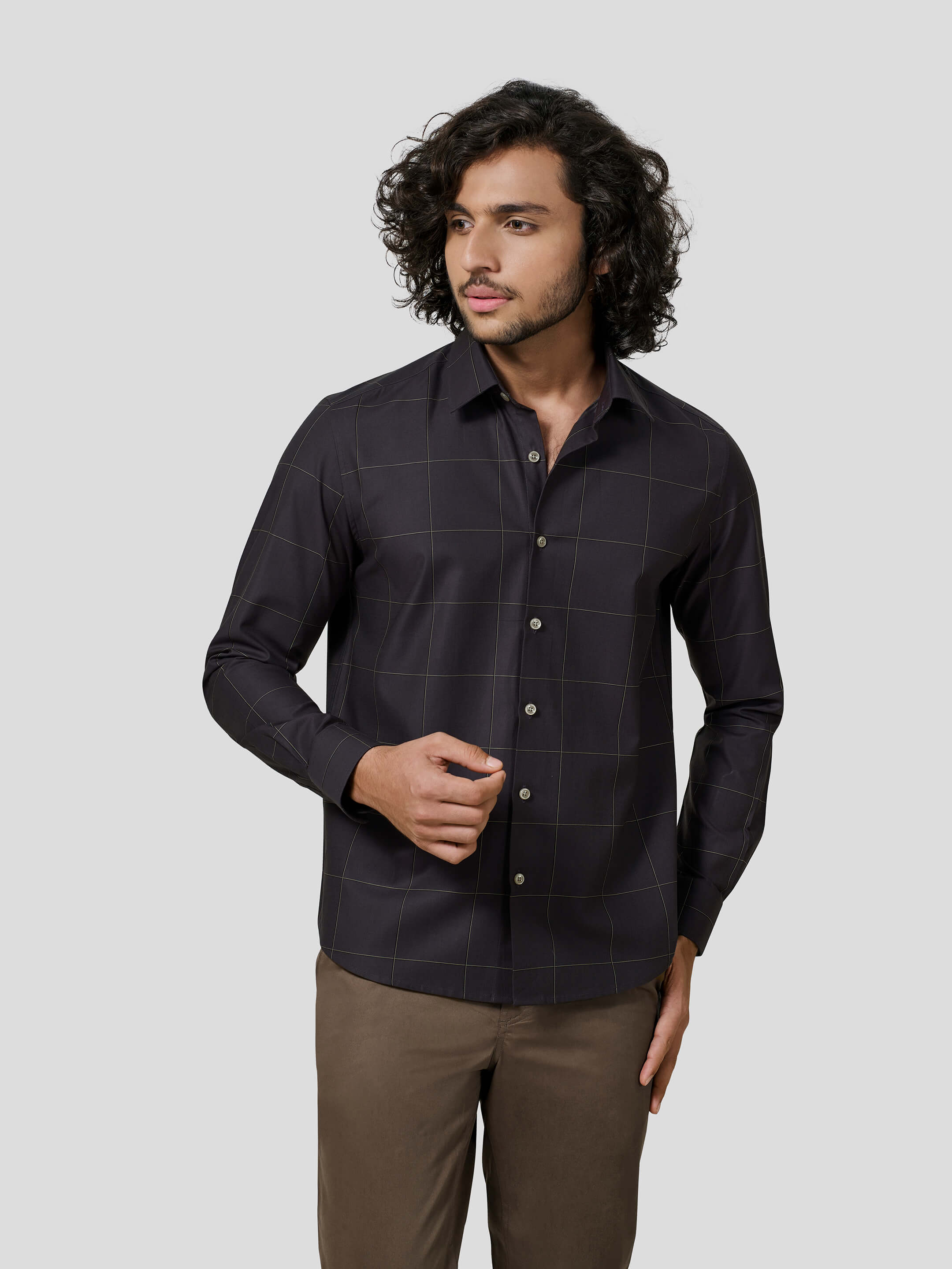 Perfecto Full Sleeve Checkered Untuck Shirt - Zest Mélange