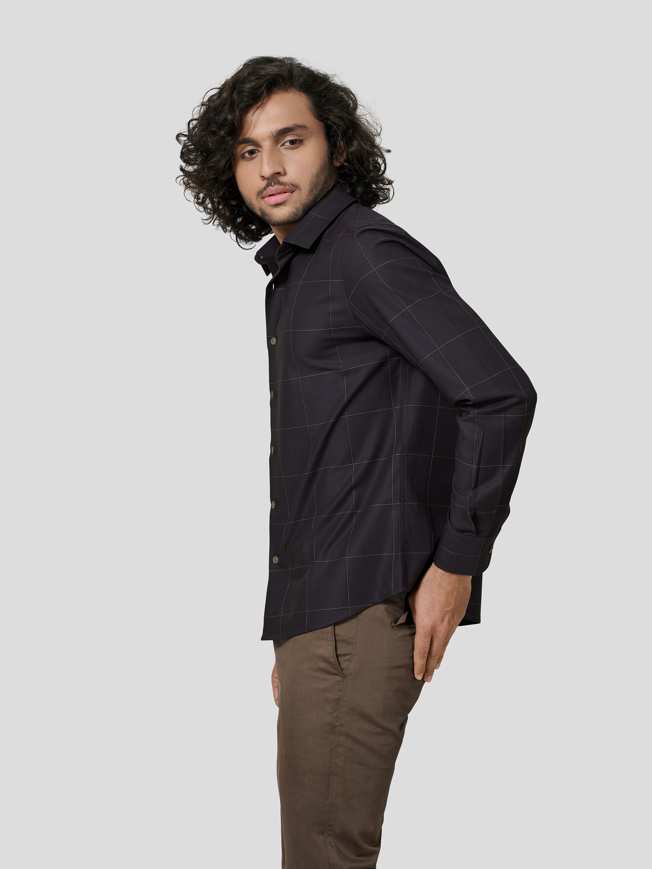 Perfecto Full Sleeve Checkered Untuck Shirt - Zest Mélange