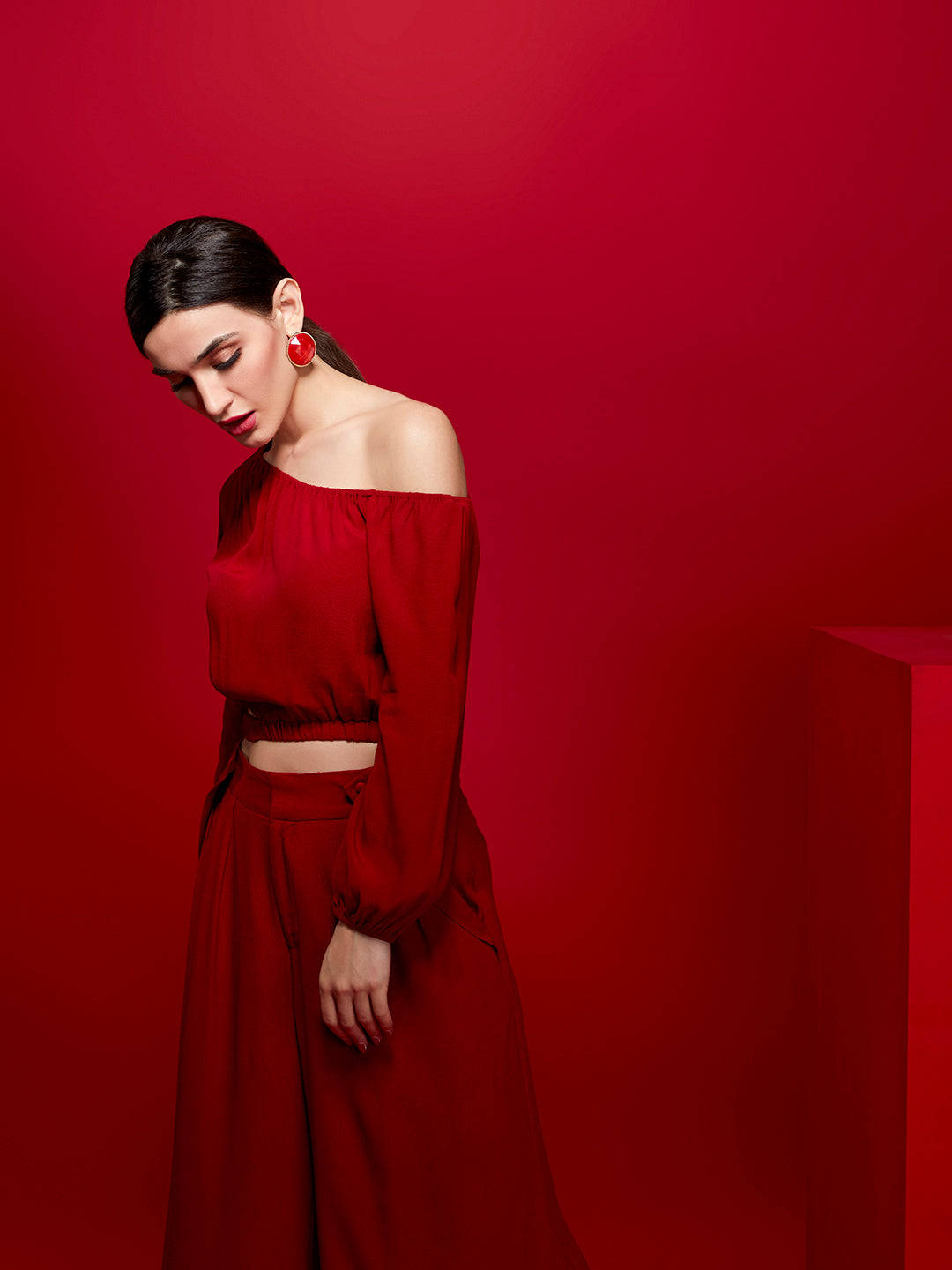 Vivacious Elasticated Off The Shoulder Top - Zest Mélange 