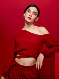 Vivacious Elasticated Off The Shoulder Top - Zest Mélange 