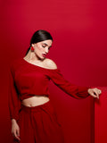 Vivacious Elasticated Off The Shoulder Top - Zest Mélange 