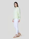 Zip Through Blouson - (Green) - Zest Mélange 