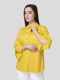 Flared Sleeve Shirt With Contrast Button Detailing