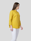 Flared Sleeve Shirt With Contrast Button Detailing - Zest Mélange 