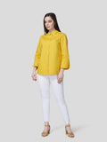 Flared Sleeve Shirt With Contrast Button Detailing - Zest Mélange 