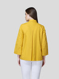 Flared Sleeve Shirt With Contrast Button Detailing - Zest Mélange 