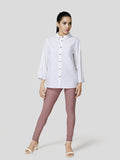 Flared Sleeve Shirt With Contrast Button Detailing - Zest Mélange 